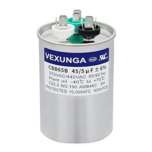 45/5 uF 45+5 MFD 370V or 440V Dual Run Starting Round AC Capacitor